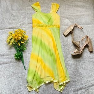 Yellow and Green Formal Dress